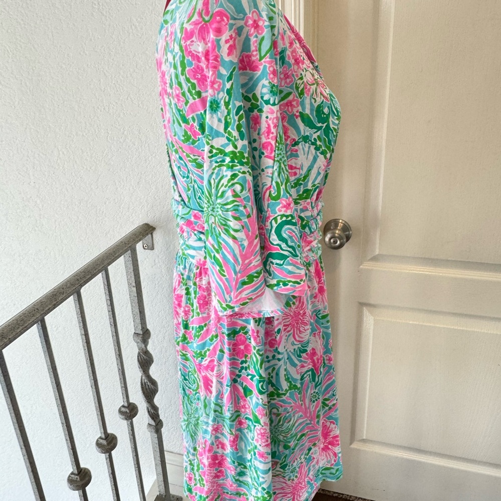 LILLY PULITZER SZ Medium PARIGI SKORT ROMPER *LEAF IT WILD* AMALFI BLUE - Picture 8 of 11